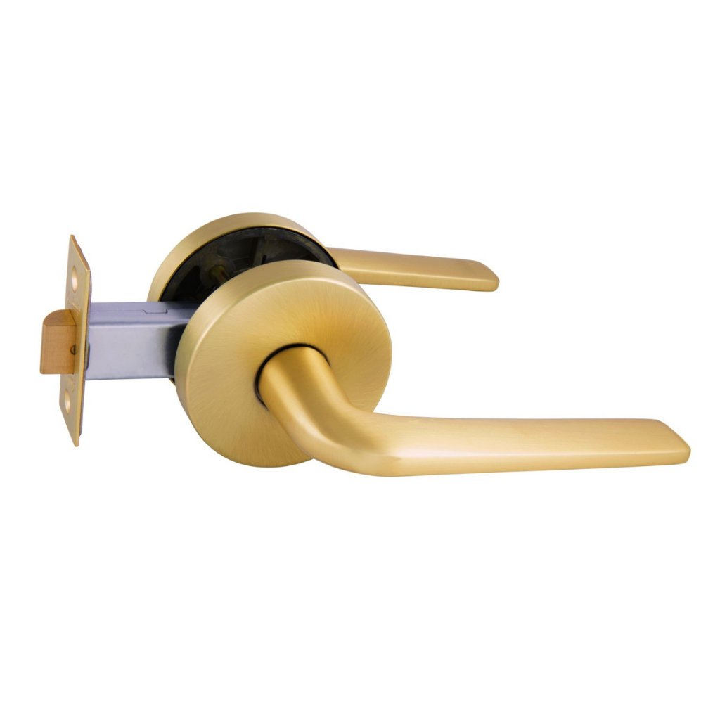 Gainsborough Avant with QuickFix Sierra Passage Lever Set in Satin Brasse With Latch