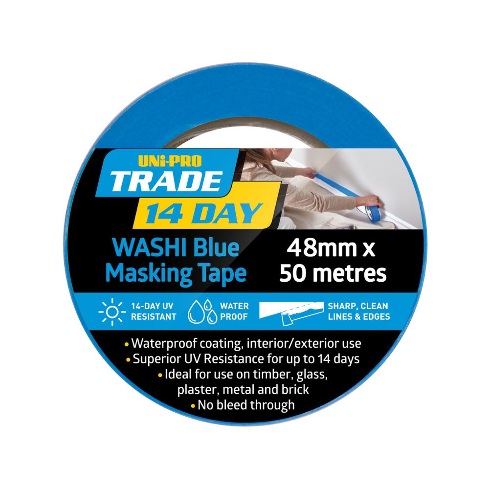 UNi-PRO Trade 14 Day Blue Washi Masking Tape - 48 mm x 50 m