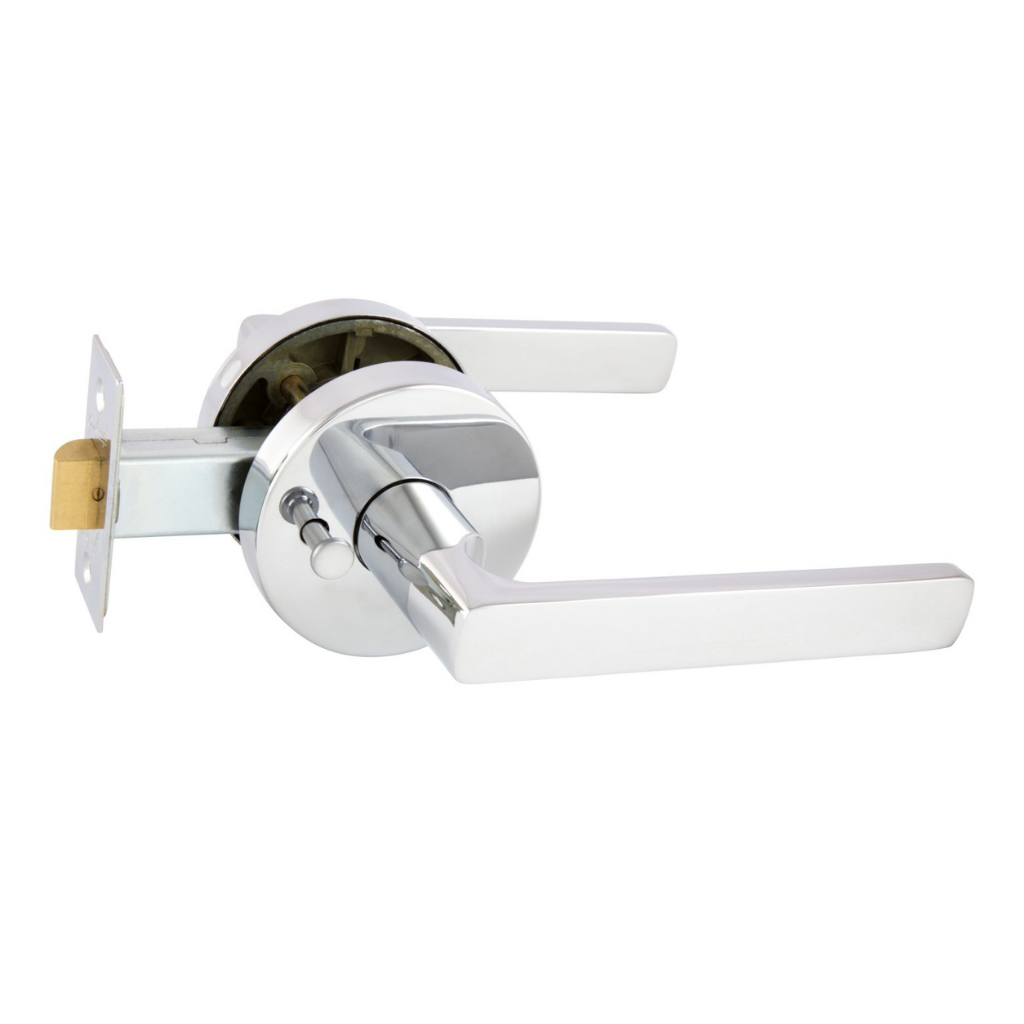 Gainsborough Avant with QuickFix Rivera Privacy Lever Set with Latch in Bright Chrome
