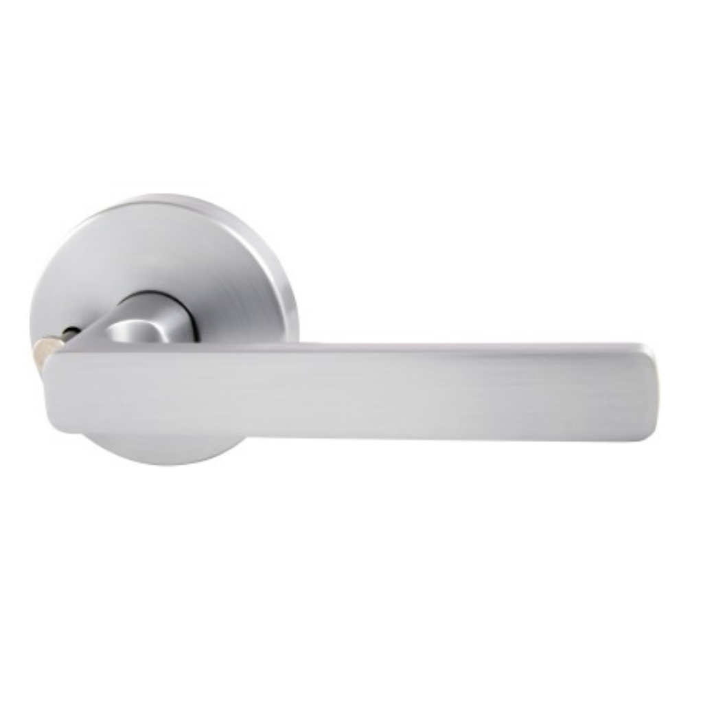 Gainsborough Avant with QuickFix Rivera Privacy Lever Set with Latch in Brushed Satin Chrome