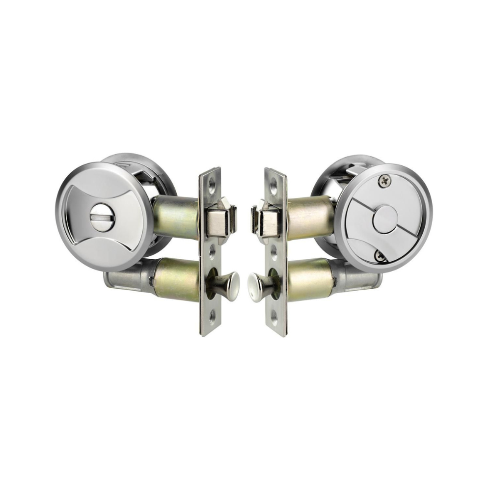 Lockwood Cavity Sliding Door Privacy Lock Set Satin Chrome