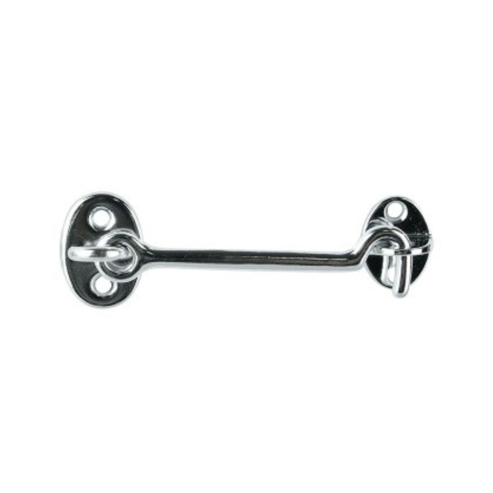 Romak Cabin Hook and Eye Brass 100mm Chrome Plated