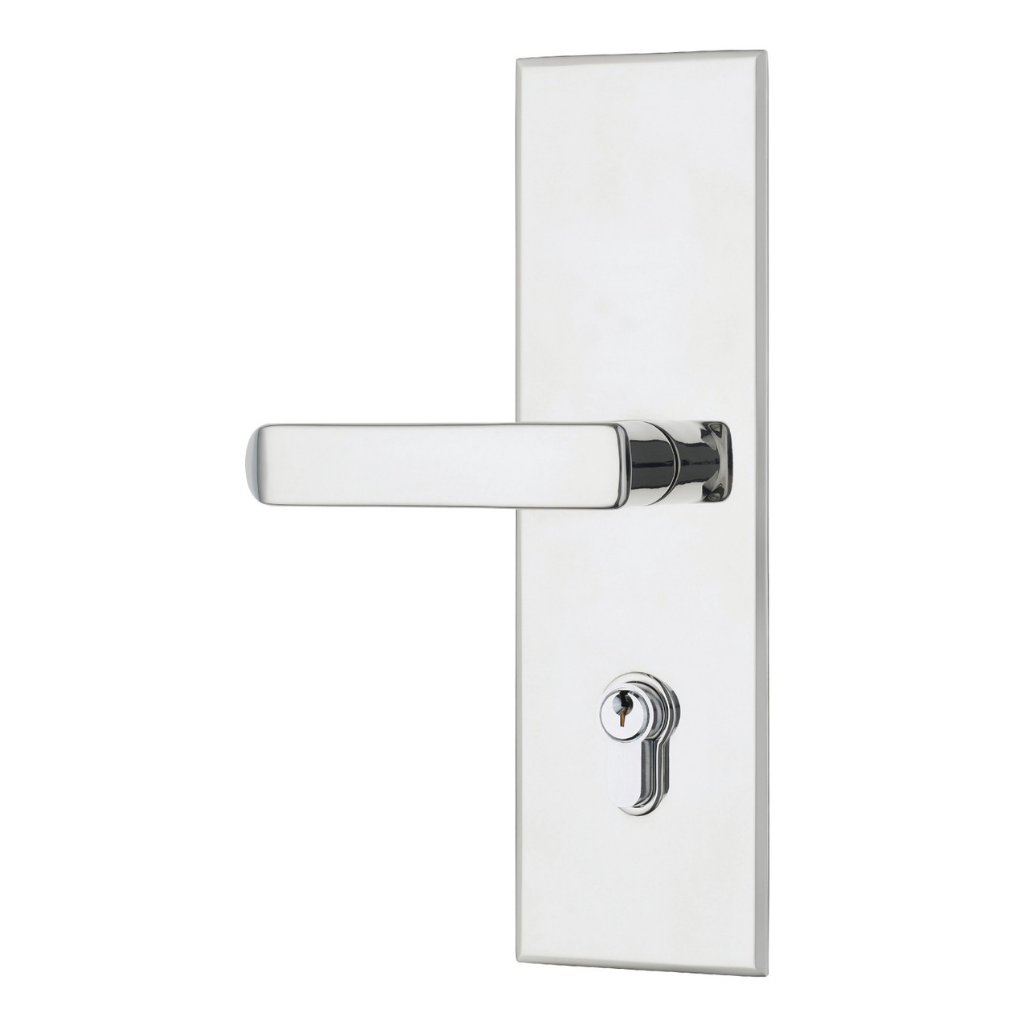 Gainsborough Trilock Eclipse Allure Double Cylinder Entrance Lever Set in Polished Stainless Steel
