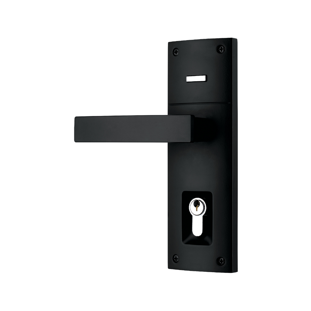 Gainsborough Contemporary Angular Double Cylinder Entrance Lever Set - Matt Black