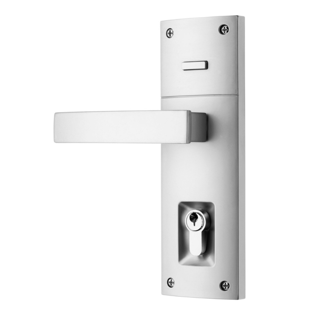 Gainsborough Trilock Contemporary Angular Double Cylinder Entrance Lever Set in Satin Chrome