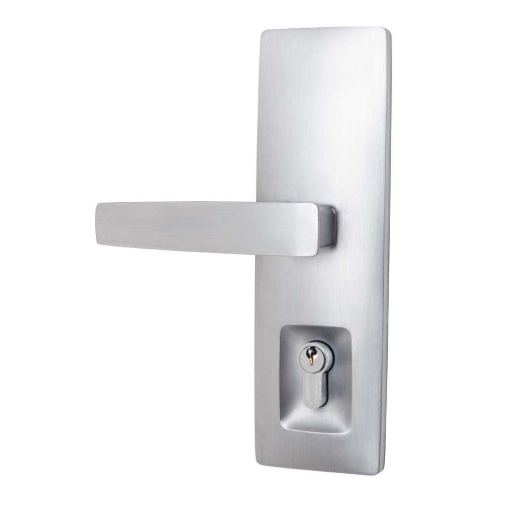 Trilock Urban Aurora Double Cylinder Entrance Lever Set in Brushed Satin Chrome