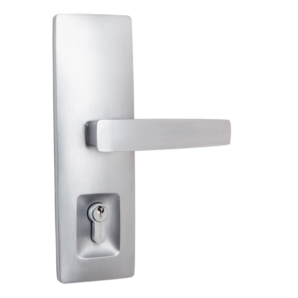 Trilock Urban Aurora Double Cylinder Entrance Lever Set in Brushed Satin Chrome