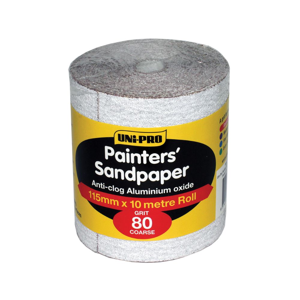 UNi-PRO Aluminium Oxide 10 Metre Roll - Grit 80, 120, 180, and 220.