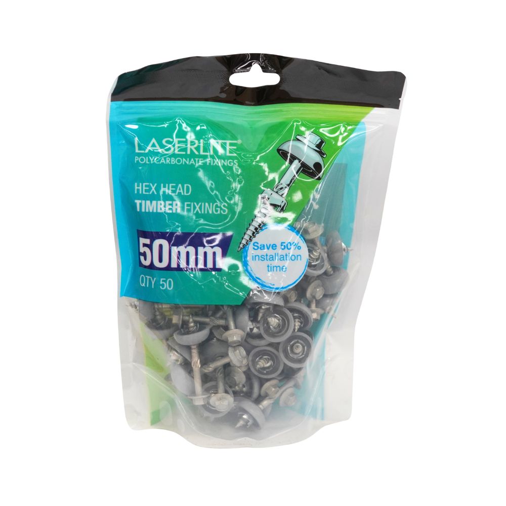 Laserlite Polycarbonate Timber Fixings One Shot 12x50mm Pack of 50