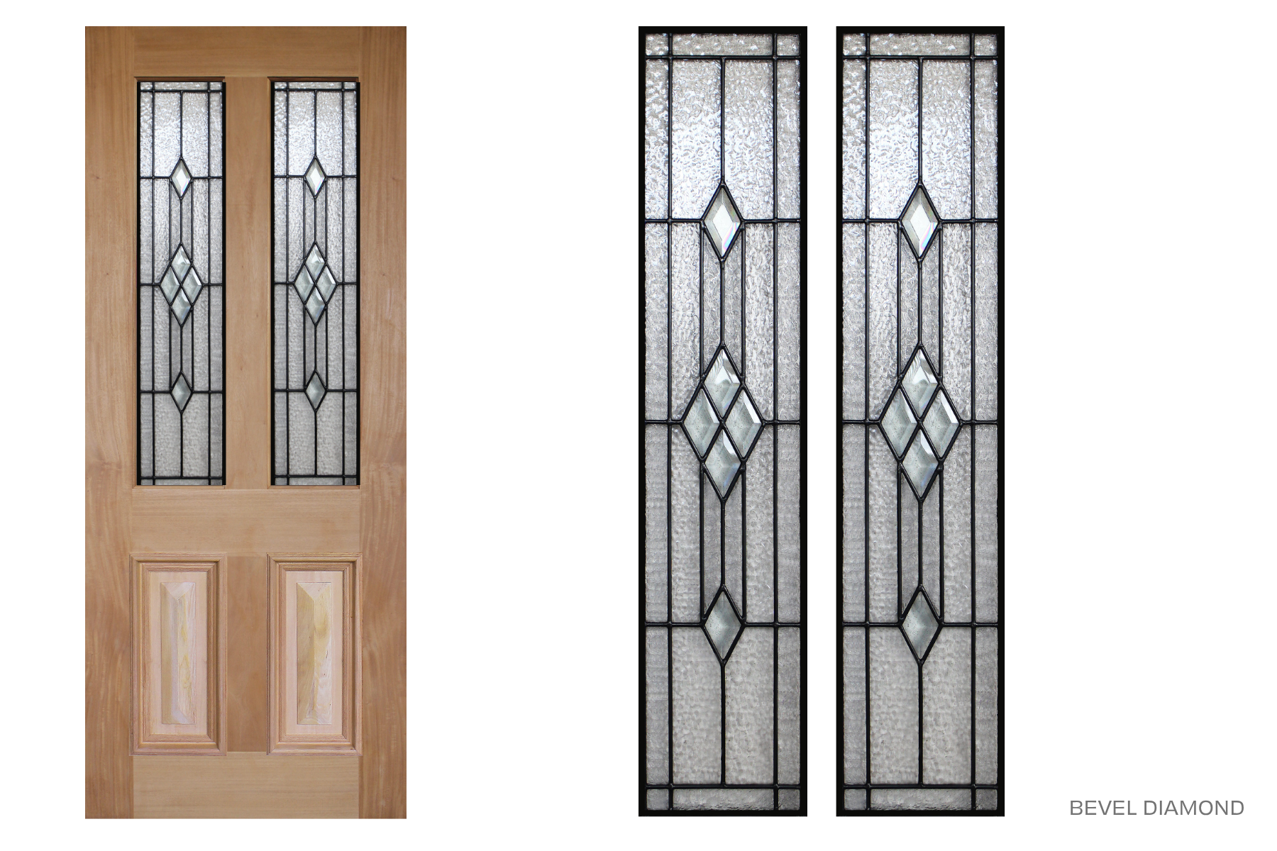 Agora Doors Entrance &amp; Internal Door Victorian Cricket Bat &amp; Bolection Mould + Leadlight