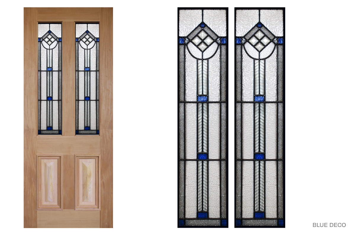 Agora Doors Entrance & Internal Door Victorian Cricket Bat & Bolection Mould + Leadlight