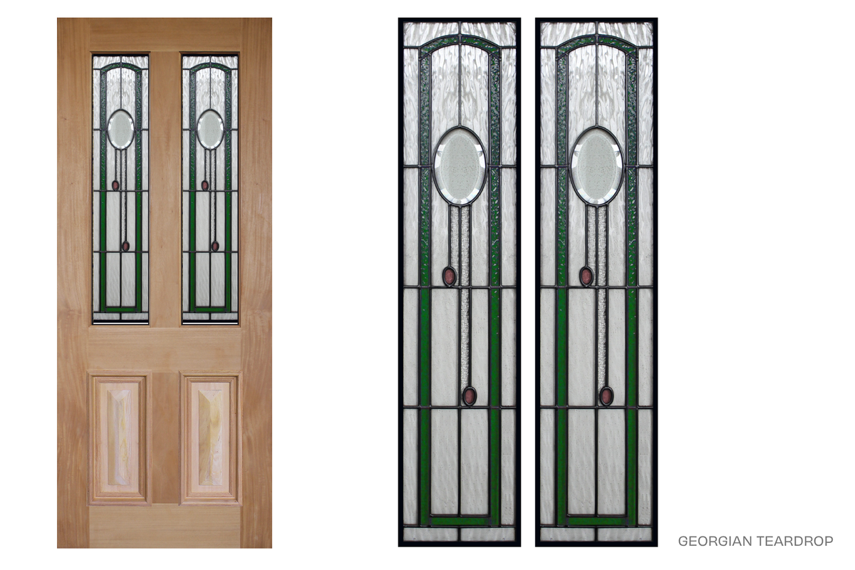 Agora Doors Entrance & Internal Door Victorian Cricket Bat & Bolection Mould + Leadlight