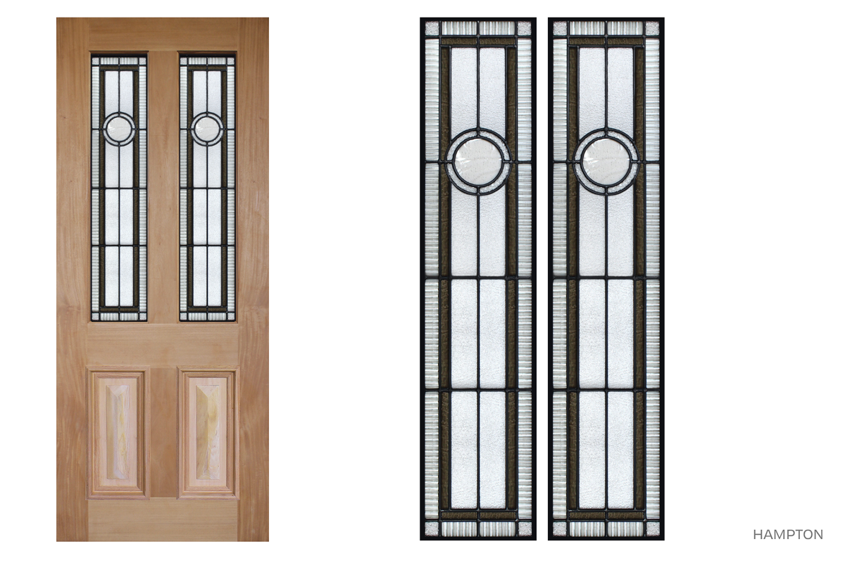 Agora Doors Entrance & Internal Door Victorian Cricket Bat & Bolection Mould + Leadlight