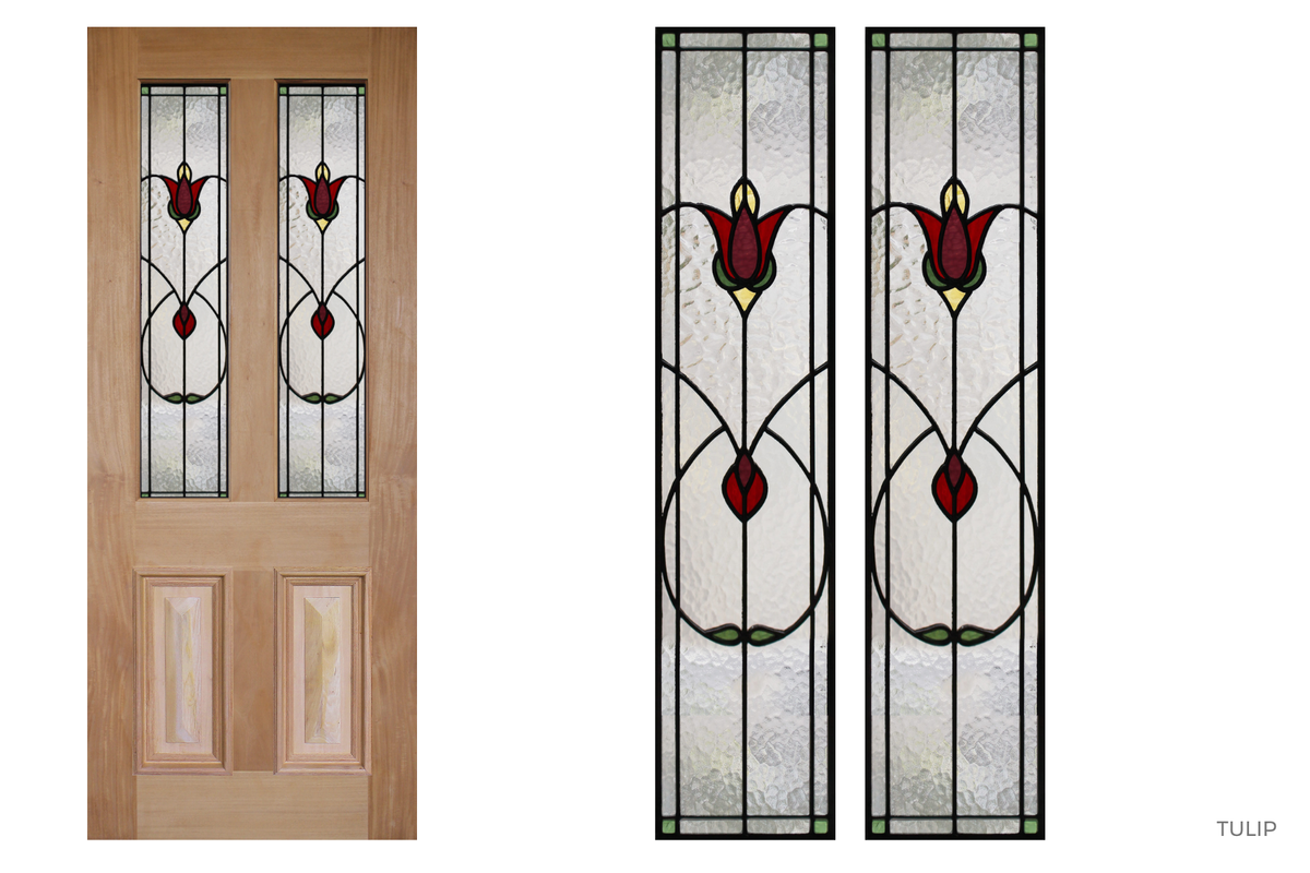Agora Doors Entrance & Internal Door Victorian Cricket Bat & Bolection Mould + Leadlight