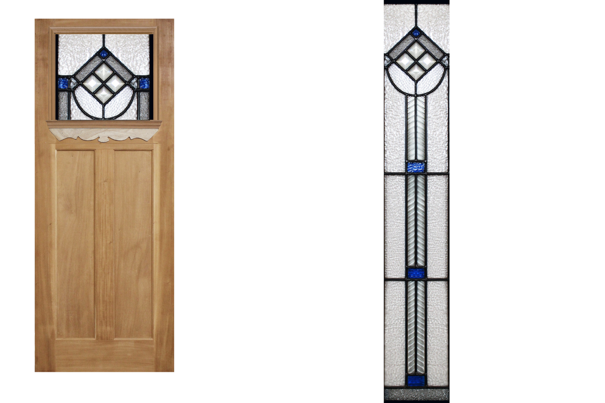 Agora Doors Entrance &amp; Internal Door Edwardian 165 Ledge &amp; Scroll + Leadlight