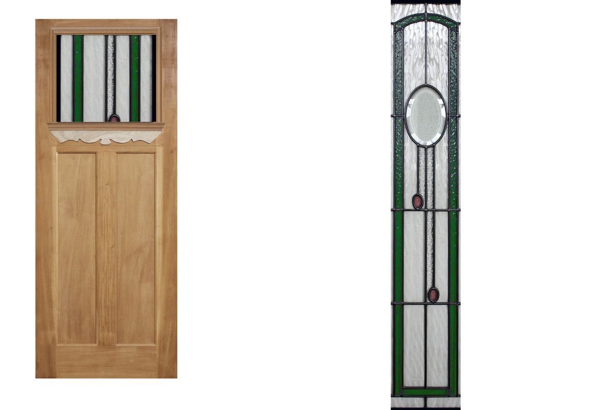 Agora Doors Entrance &amp; Internal Door Edwardian 165 Ledge &amp; Scroll + Leadlight