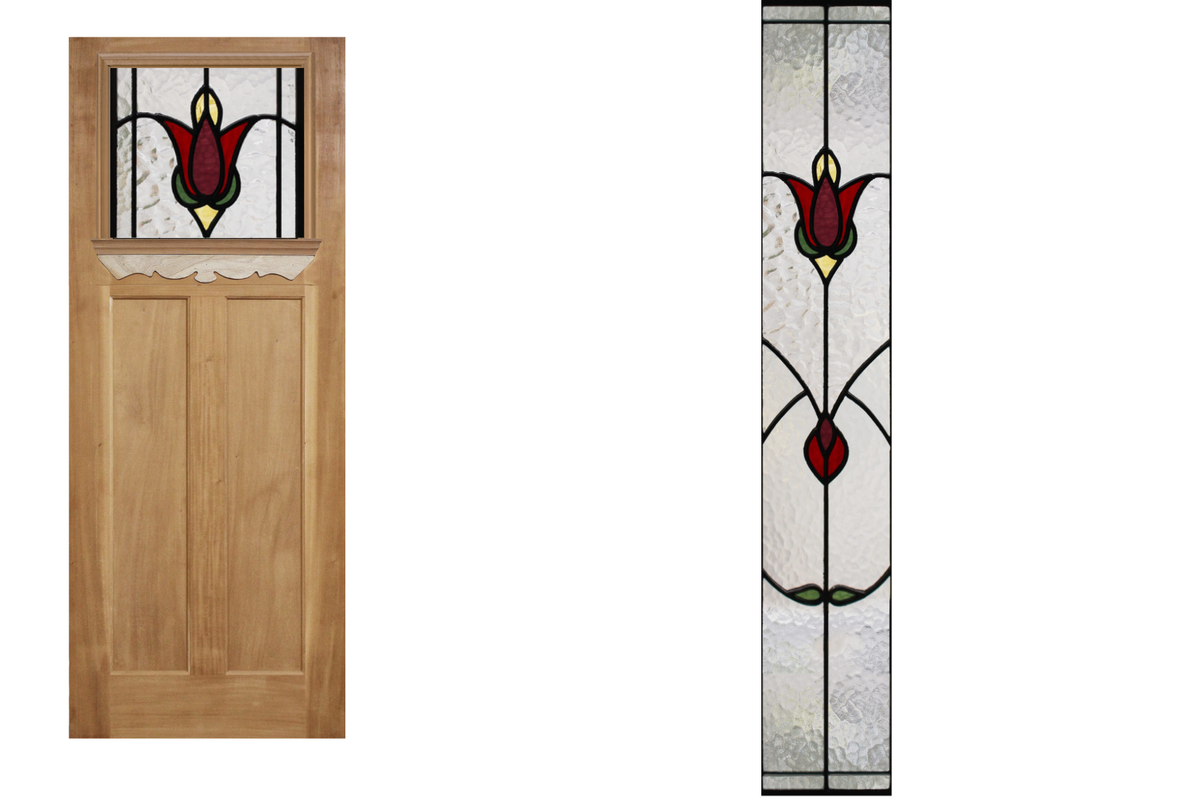 Agora Doors Entrance &amp; Internal Door Edwardian 165 Ledge &amp; Scroll + Leadlight