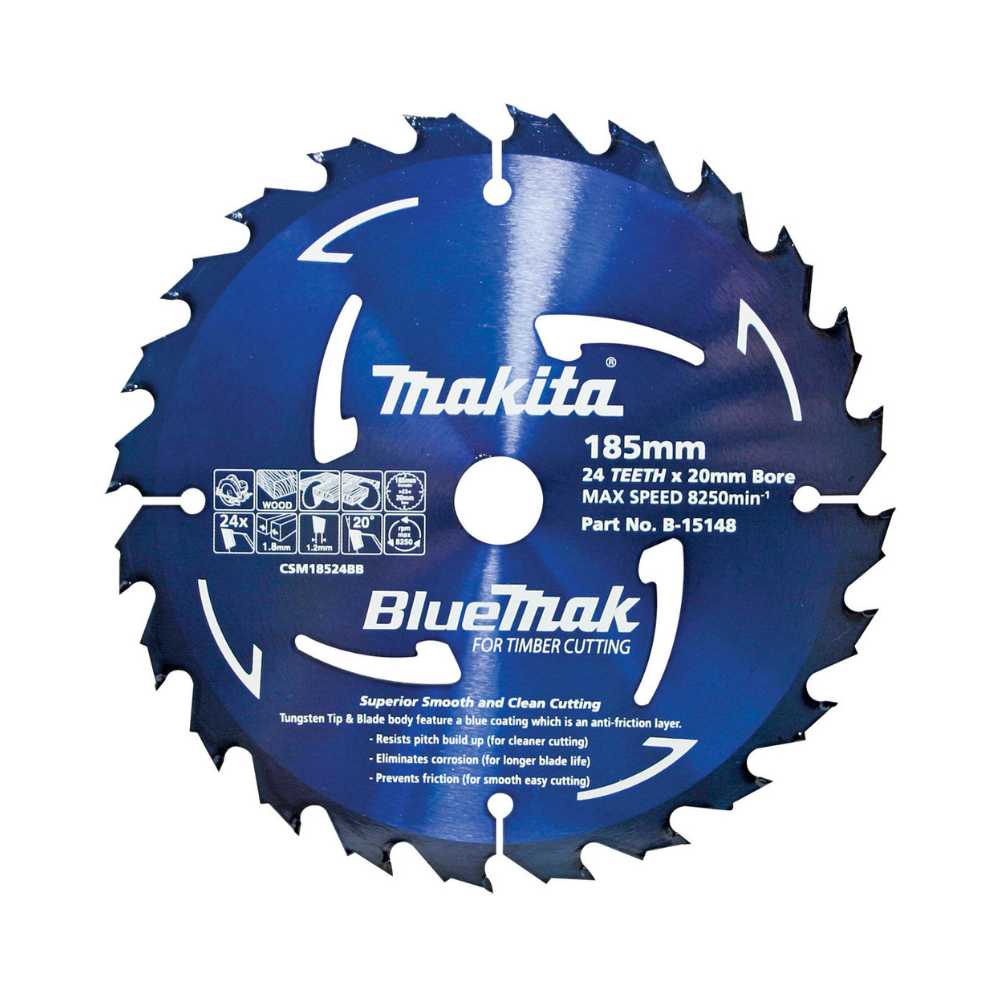 Makita 5 Pack 185mm x 20mm x 24T BLUEMAK TCT Saw Blade