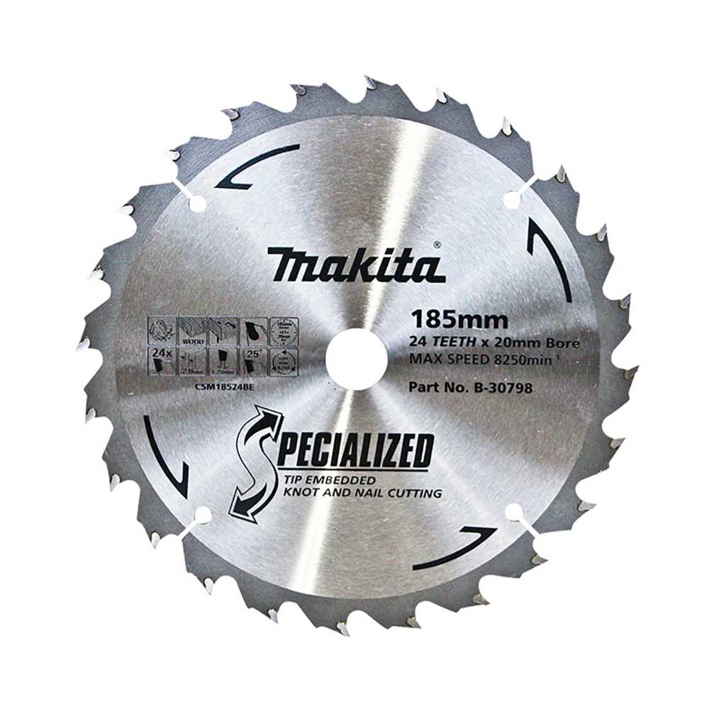 Makita Circular Saw Blade 185mm x 20 x 24T