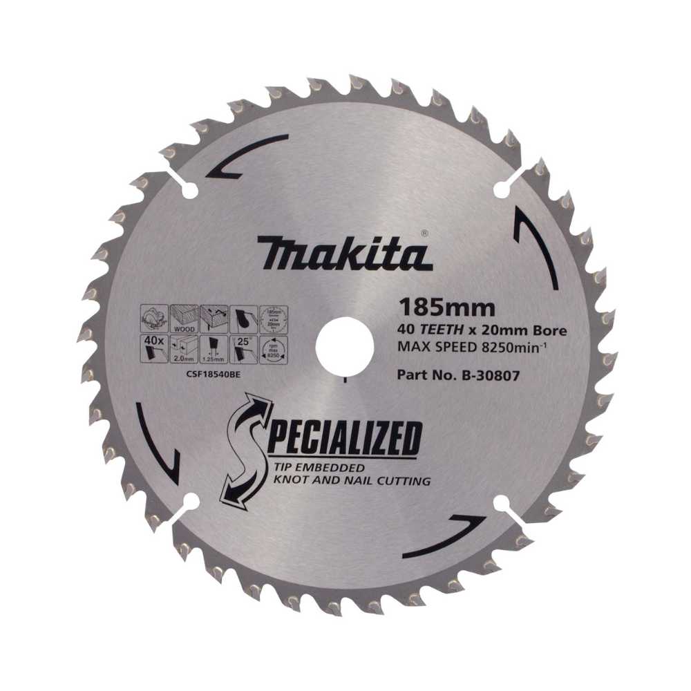 Makita Circular Saw Blade 185mm x 20 x 40T