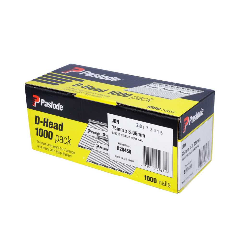 Paslode 75mm Bright Framing Nails Box 1000