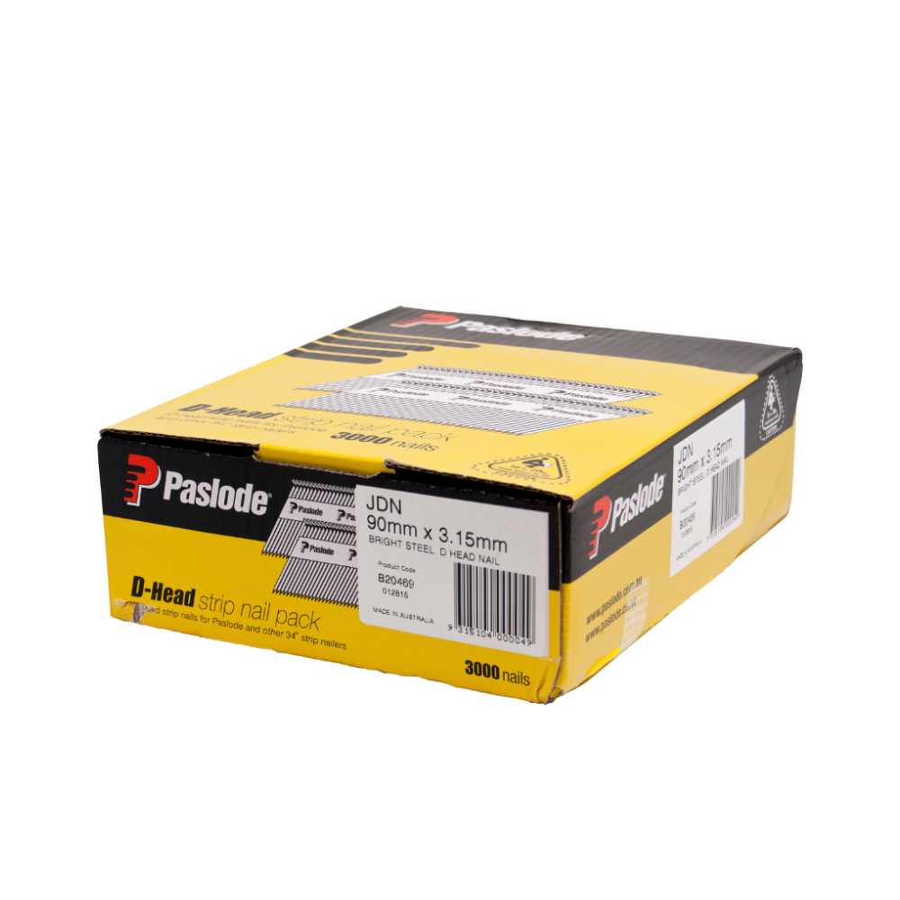 Paslode 90mm Bright Framing Nails Box 3000