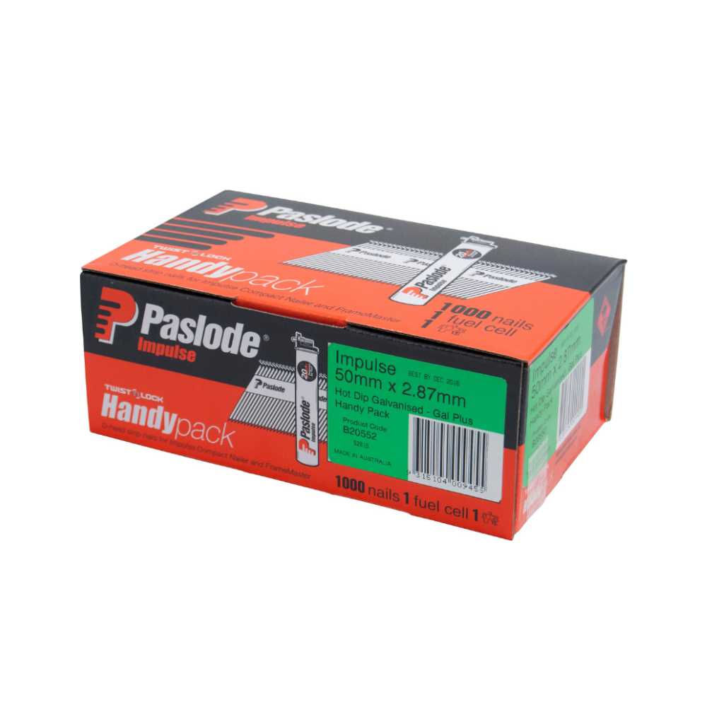 Paslode 50mm Hot Dip Galvanised Framing Nails with Gas Box 1000