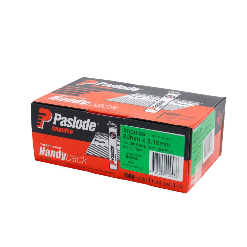 Paslode 82mm Hot Dip Galvanised Framing Nails with Gas Box 1000