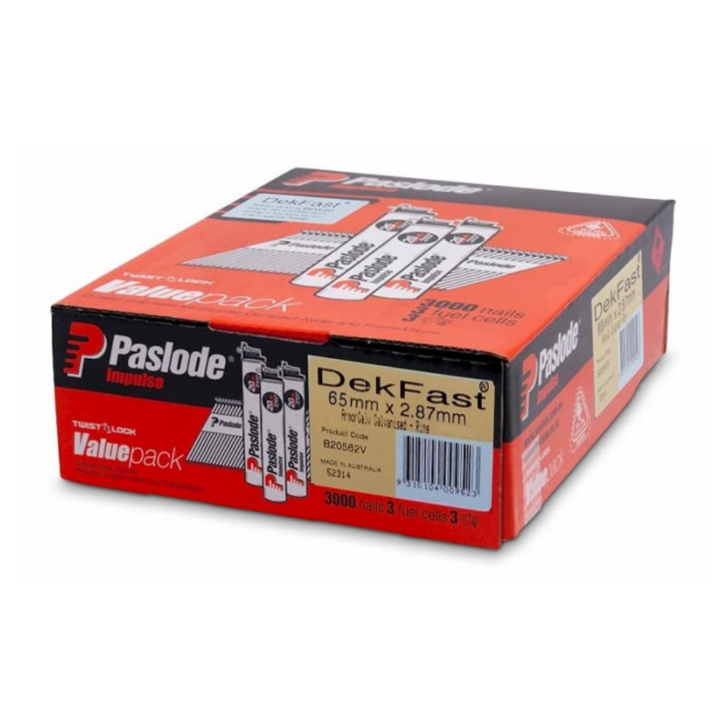 Paslode Dekfast 65mm x 2.87mm Galvanised Impulse Nails 3000 Pack