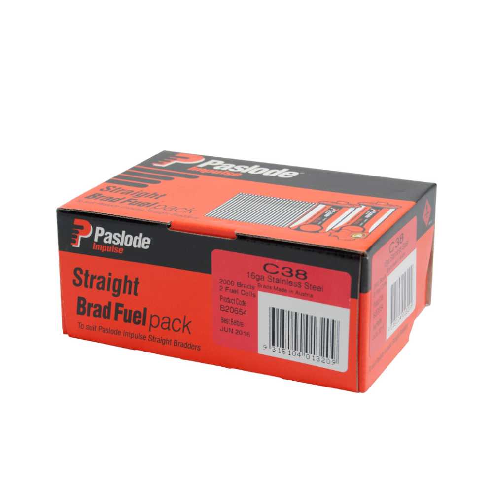 Paslode 38mm Stainless Steel C-Brads with Gas Box 2000