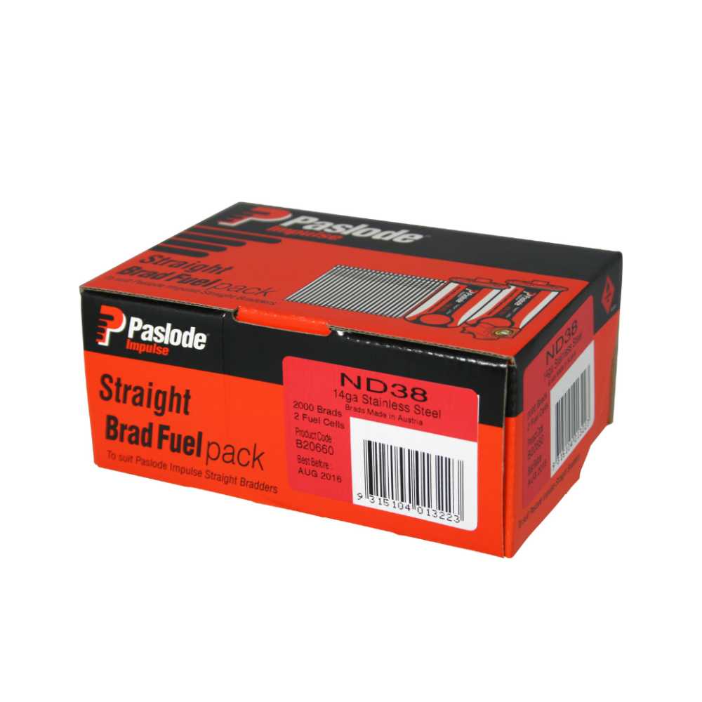 Paslode 38mm Stainless Steel ND-Brads with Gas Box 2000