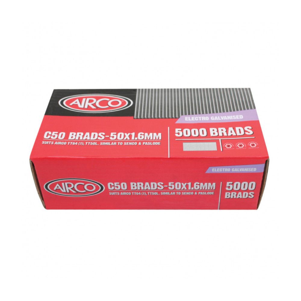 Airco C Brads, 16 Gauge, Electro Galvanised - Box of 5000