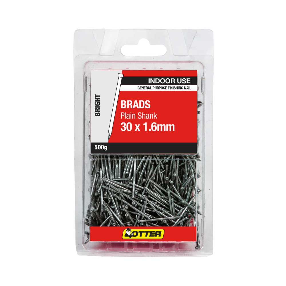 Otter Bullet Head Nails, Bright Steel, Blister 30x1.60 Bright x 500g