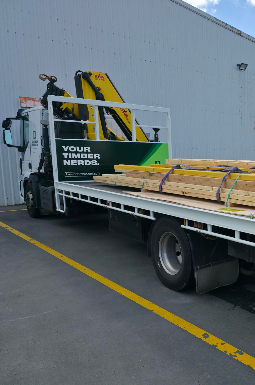 truck with timber on the back