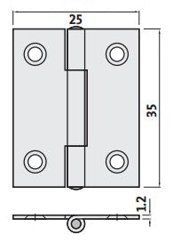 Trio Butt Hinge 50 x 40 x 1.2mm Fixed Pin Zinc Plated