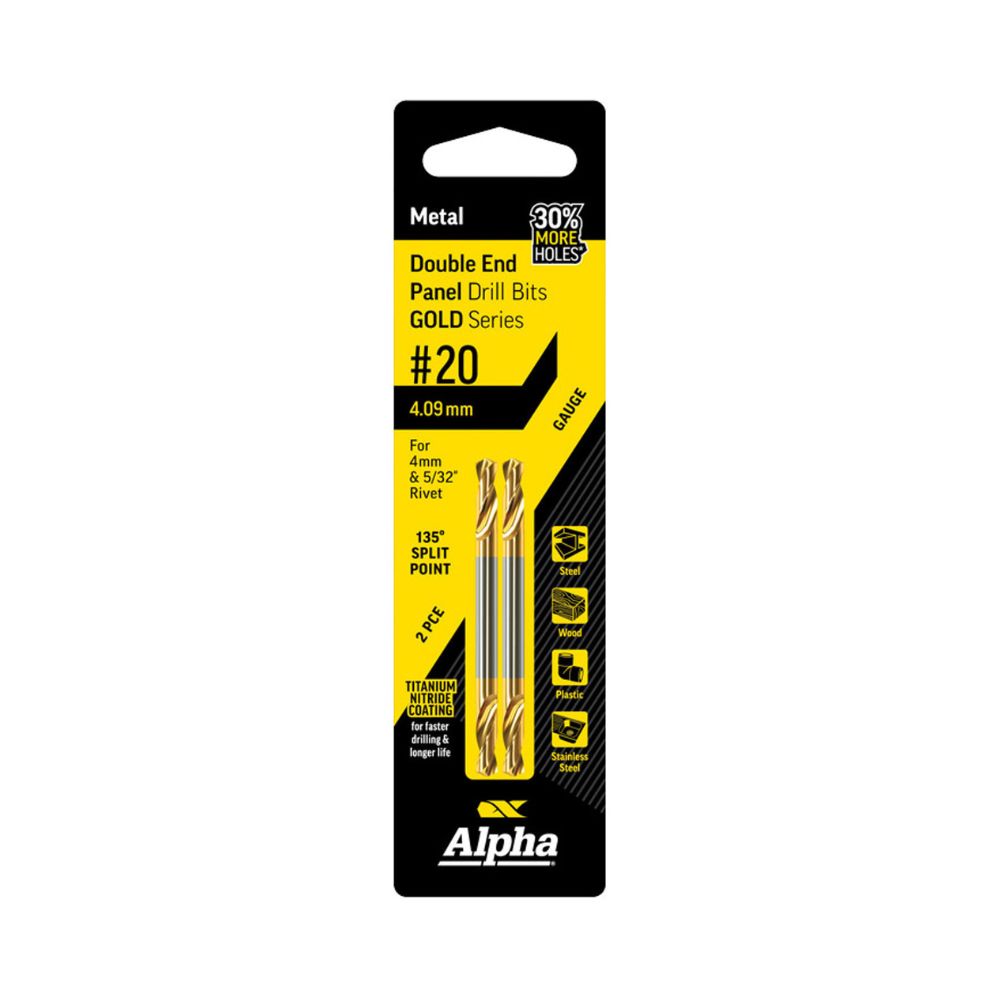 Alpha No.20 Double Ended Panel Drill Bit Pack of 2