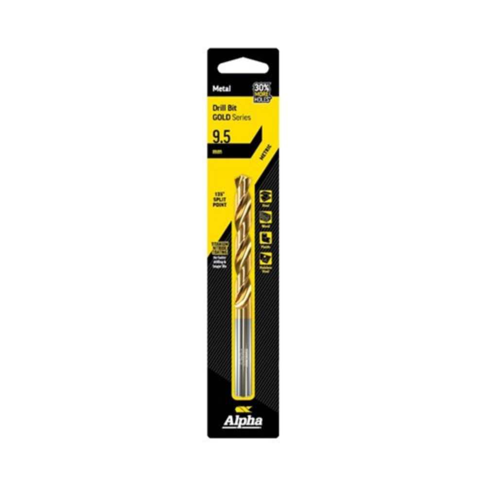Alpha 9.5mm Jobber Drill Bit Carded - Gold Series