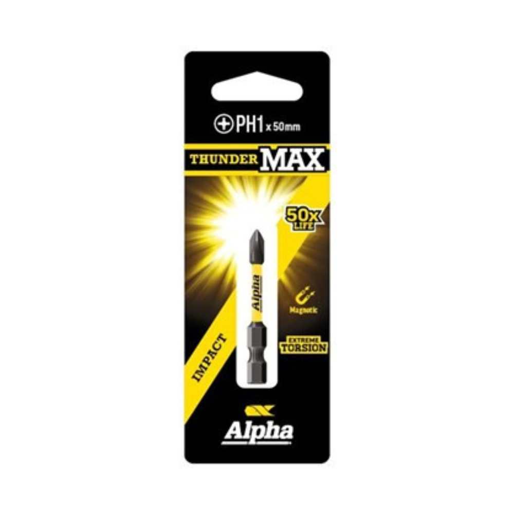 Alpha ThunderMax 50mm &amp; 75mm Impact Power Bit Carded - PH3