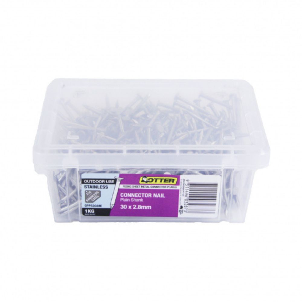 Otter Nails - 30mm Bracket Nails, Stainless 316, 1kg Tub