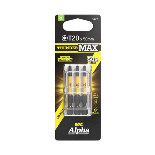 Alpha ThunderMax TX20 x 50mm Impact Power Bit Carded - 3 Pack &amp; 5 Pack