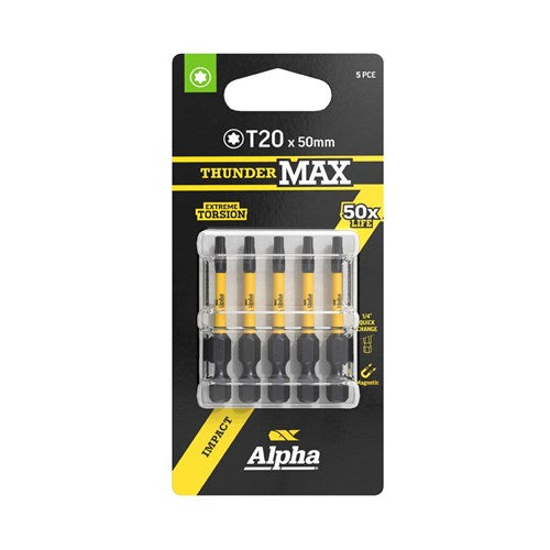 Alpha ThunderMax TX20 x 50mm Impact Power Bit Carded - 3 Pack & 5 Pack