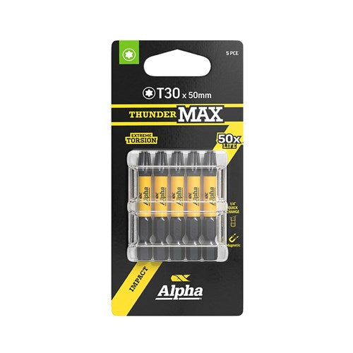 Alpha ThunderMax TX30 x 50mm Impact Power Bit Carded - 3 Pack &amp; 5 Pack
