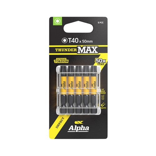 Alpha ThunderMax TX40 x 50mm Impact Power Bit Carded - 3 Pack &amp; 5 Pack