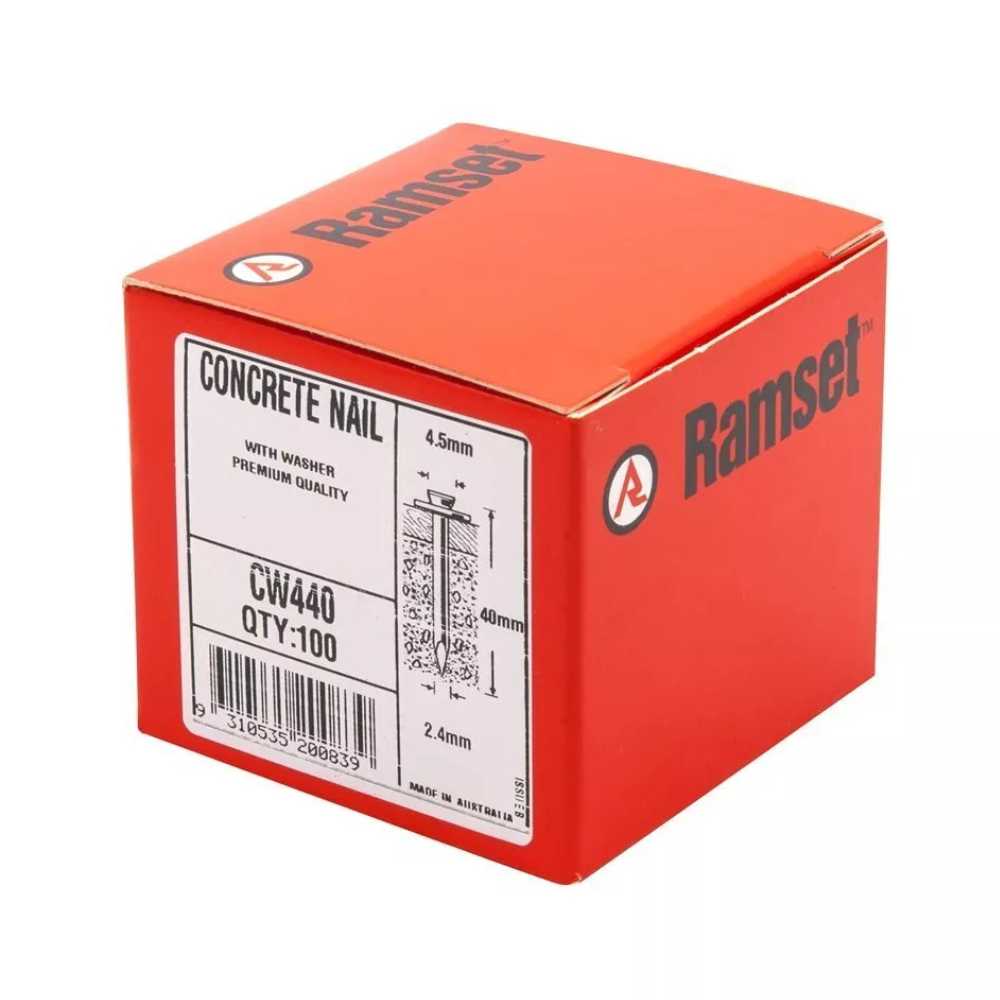 Ramset Concrete Nails with Washer - 40mm Box of 100