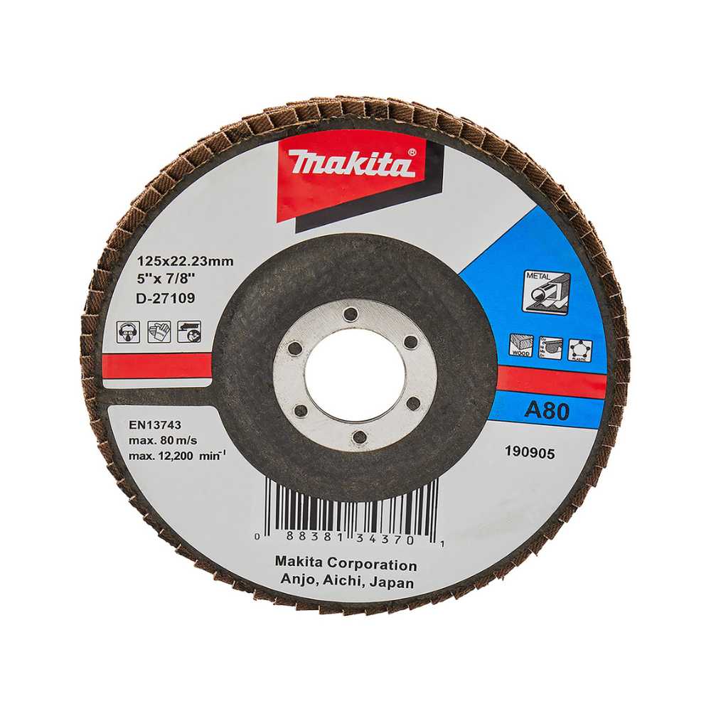 Makita Flap Disc 125mm 80 Grit Aluminium Oxide