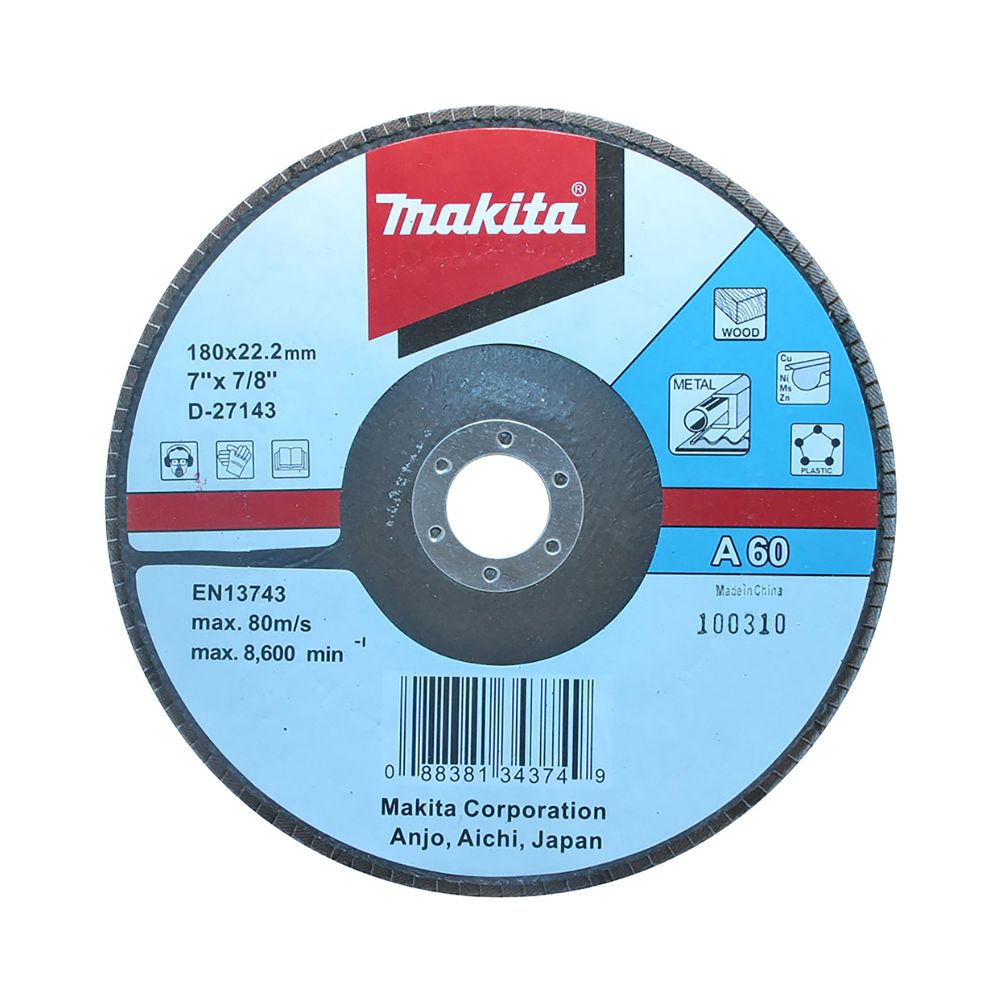 Makita Flap Disc Grit 60 Aluminium Oxide Angled 180mm