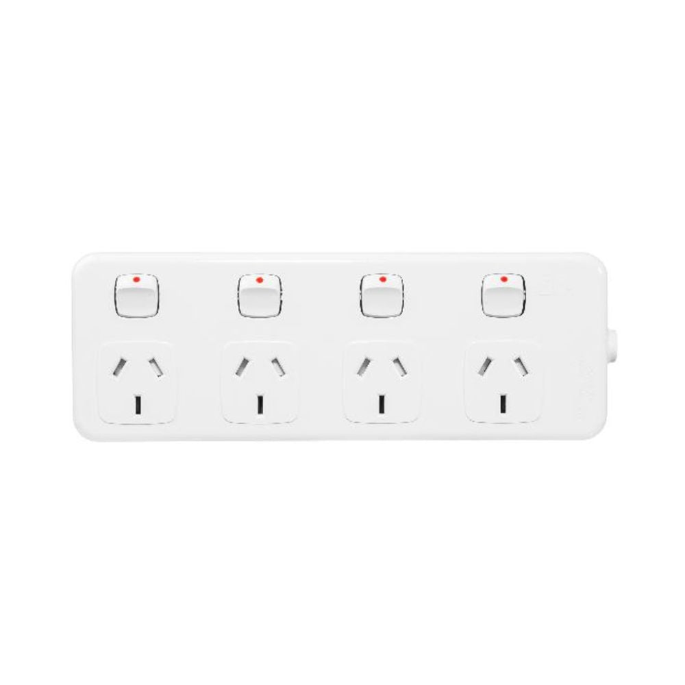 HPM General Purpose 4 Outlet (Switched Outlets) Powerboard White