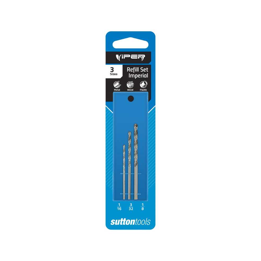 Sutton D105 Viper HSS Jobber Drill Bit - Imperial Refill Set 3pce