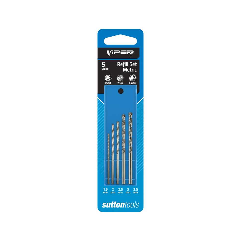 Sutton D105 Viper HSS Jobber Drill Bit - Metric Refill Set 5pce (1.5-3.5 x 0.5mm)