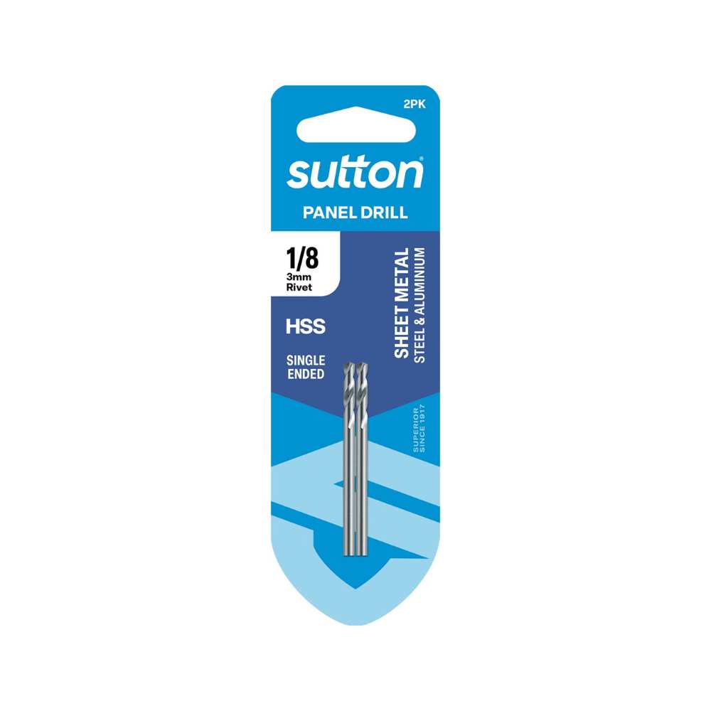 Sutton D131 Panel Drills – Single Ended Silver Bullet 3mm (1/8&quot;) – 2 Pack